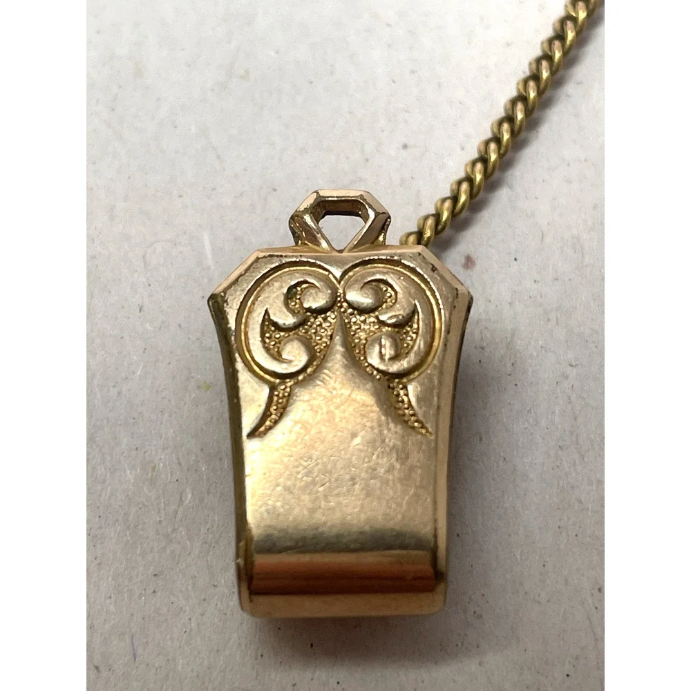 Antique Gold Tone Watch Fob Clip Chain PAT. PEND.G 5.5”